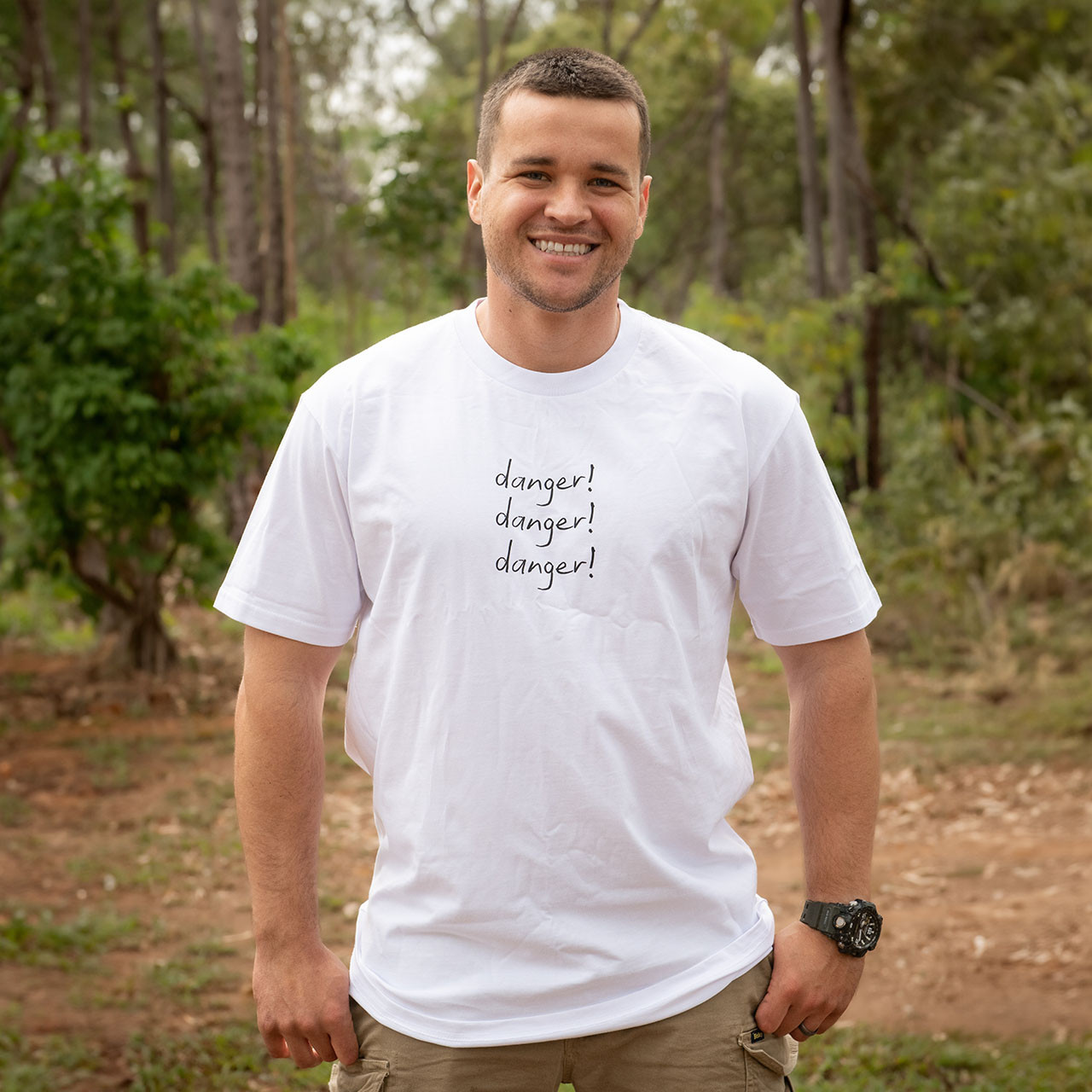 Danger Danger Danger T-Shirt White Adult